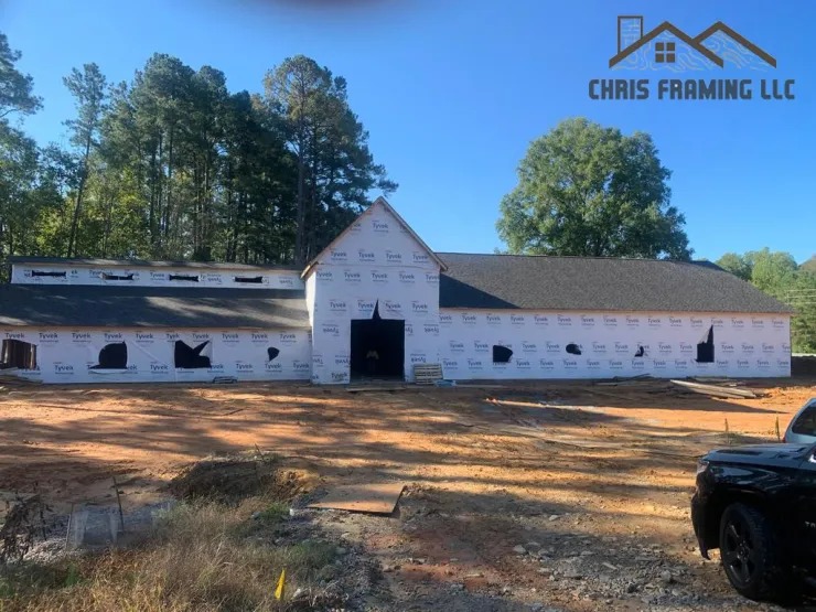 Church exterior framing progress